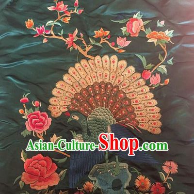 Chinese Traditional Embroidery Craft Embroidered Peacock Peony Patches Handmade Embroidering Accessories