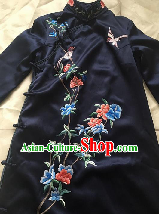 Chinese Traditional Costume Tang Suit Embroidered Qipao Dress National Silk Cheongsam for Women