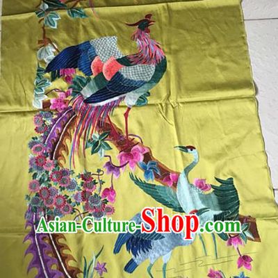 Chinese Traditional Embroidery Craft Embroidered Phoenix Cranes Silk Patches Handmade Embroidering Accessories