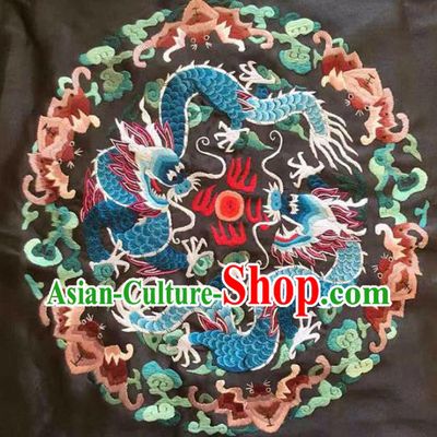 Chinese Traditional Embroidery Craft Embroidered Dragons Silk Patches Handmade Embroidering Accessories