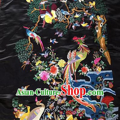 Chinese Traditional Embroidery Craft Embroidered Phoenix Silk Patches Handmade Embroidering Accessories
