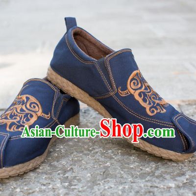 Chinese Traditional Martial Arts Shoes Kung Fu Shoes Navy Shoes for Men