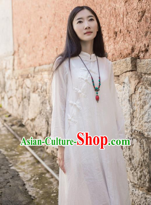 Chinese Traditional Costume Tang Suit White Cheongsam National Qipao Dress for Women Chinese Traditional Costume Tang Suit White Cheongsam National Qipao Dress for Women