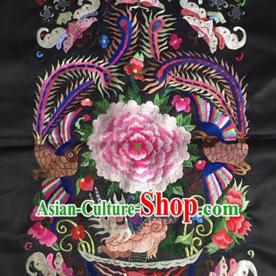 Chinese Traditional Handmade Embroidery Craft Embroidered Peony Patches Embroidering Silk Piece