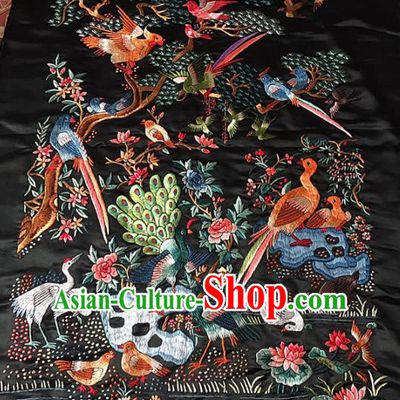 Chinese Traditional Handmade Embroidery Craft Embroidered Birds Cloth Patches Embroidering Silk Piece