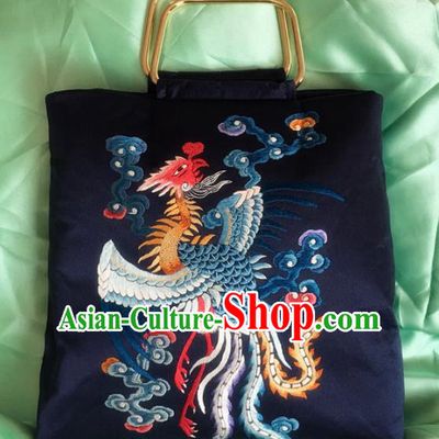 Chinese Traditional Handmade Embroidery Craft Embroidered Phoenix Handbag