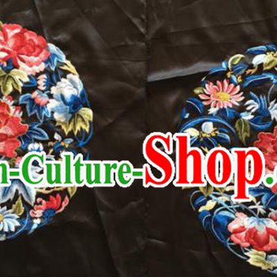 Chinese Traditional Handmade Embroidery Craft Embroidered Red Peony Silk Patches