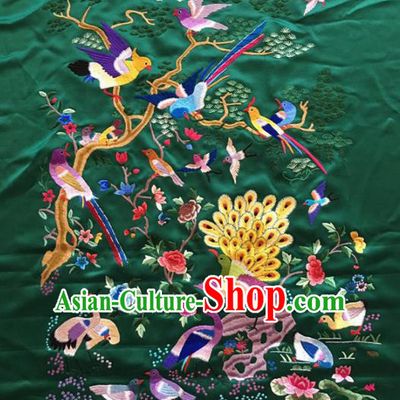Chinese Traditional Handmade Embroidery Craft Embroidered Atrovirens Cloth Patches Embroidering Silk Piece