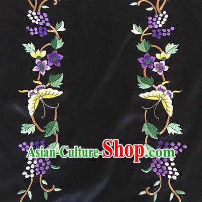 Chinese Traditional Embroidered Grape Butterfly Silk Patches Handmade Embroidery Craft