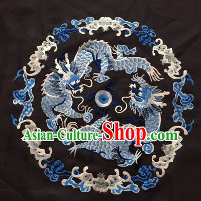 Chinese Traditional Embroidered Dragons Silk Patches Handmade Embroidery Craft