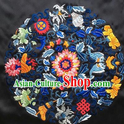 Asian Chinese Traditional Embroidered Fishes Silk Patches Handmade Embroidery Craft