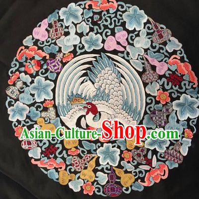 Asian Chinese Traditional Embroidered Crane Cucurbit Silk Patches Handmade Embroidery Craft