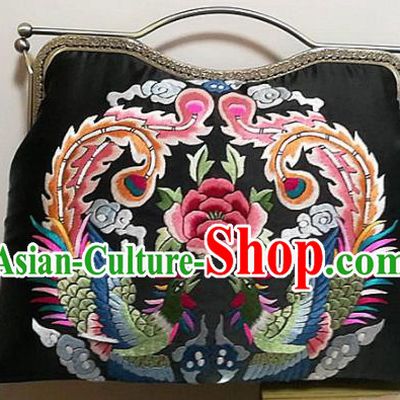 Chinese Traditional Embroidered Phoenix Bag Handmade Embroidery Craft
