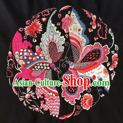 Asian Chinese Traditional Embroidered Butterfly Silk Patches Handmade Embroidery Craft