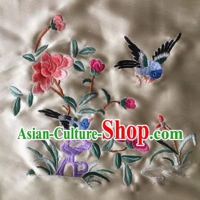Asian Chinese Traditional Embroidered Flowers Silk Patches Handmade Embroidery Craft