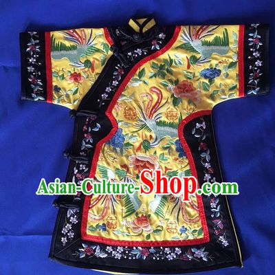 Chinese Traditional Silk Costume Tang Suit Embroidered Peacock Peony Silk Blouse for Kids