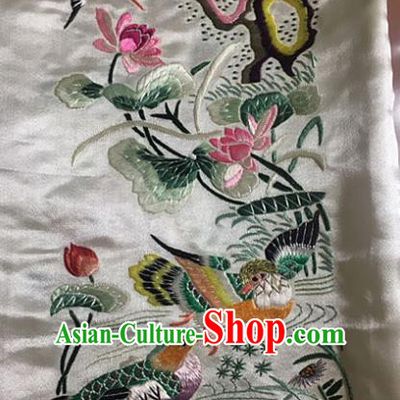 Asian Chinese Traditional Embroidered Lotus Silk Patches Handmade Embroidery Craft