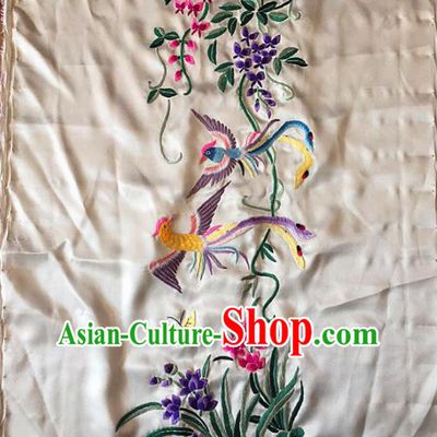 Chinese Traditional Embroidered Orchid Silk Patches Handmade Embroidery Craft