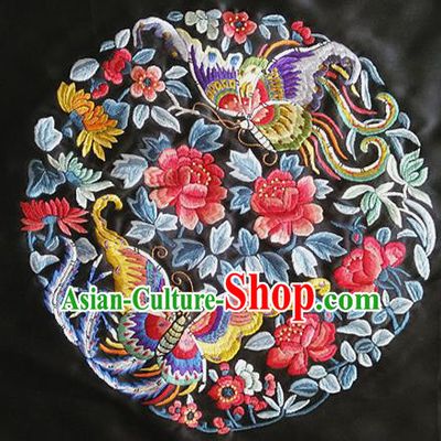 Chinese Traditional Embroidered Cloth Patches Handmade Embroidery Butterfly Peony Craft Silk Fabric
