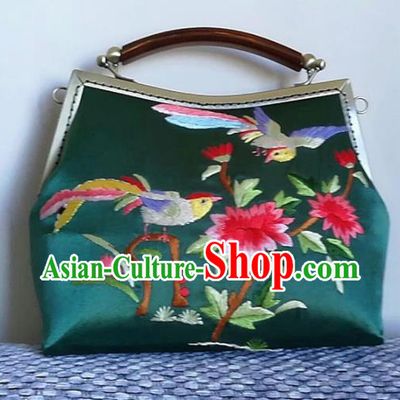 Chinese Traditional Embroidered Peony Handbag Handmade Embroidery Craft