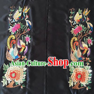 Chinese Traditional Embroidered Phoenix Cloth Patches Handmade Embroidery Craft Silk Fabric