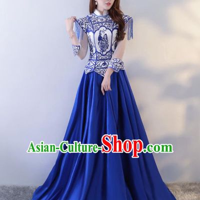 Chinese Traditional Costumes Elegant Cheongsam Full Dress for Women