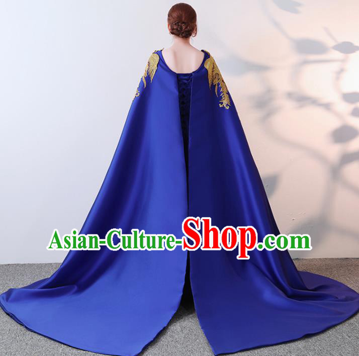 Chinese Traditional Costumes Elegant Royalblue Full Dress Qipao Dress for Women Chinese Traditional Costumes Elegant Royalblue Full Dress Qipao Dress for Women