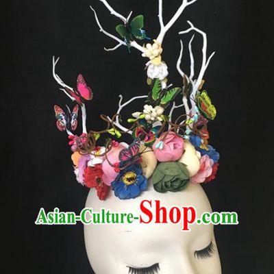 Top Halloween Catwalks Hair Accessories Stage Show Royal Crown Headdress for Women