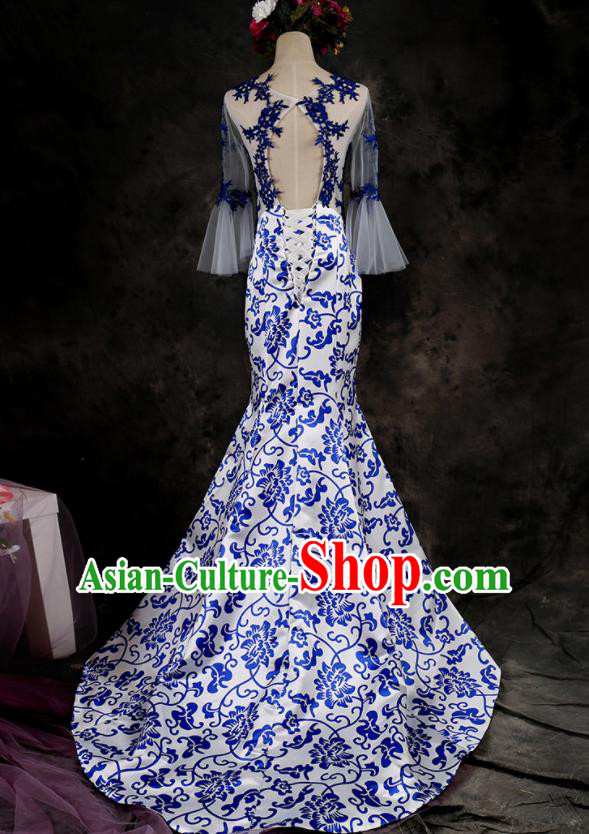 Chinese Traditional Costumes Elegant Full Dress Compere Qipao Dress for Women Chinese Traditional Costumes Elegant Full Dress Compere Qipao Dress for Women