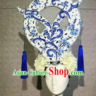 Asian Chinese Traditional Hair Accessories Catwalks White Flowers Headdress for Women