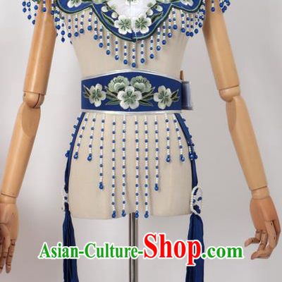 Chinese Traditional Beijing Opera Diva Accessories Royalblue Shoulder Cape and Belt for Women