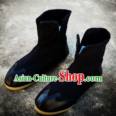 Chinese Classical Warrior Black Shoes Boots for Men