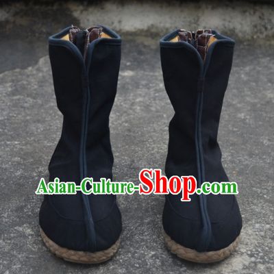 Chinese Classical Warrior Black Knight Shoes Boots for Men