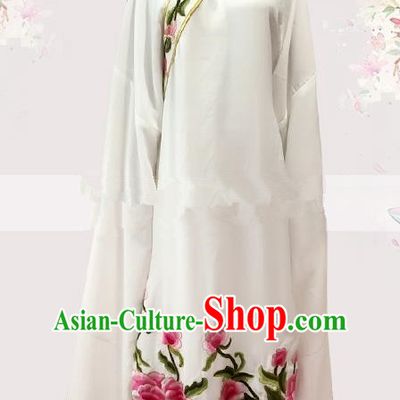 Professional Chinese Traditional Beijing Opera White Embroidered Robe Ancient Scholar Costume for Men