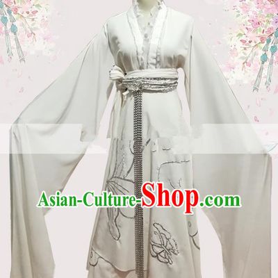 Professional Chinese Traditional Beijing Opera White Dress Ancient Widow Costume for Women