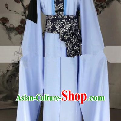Professional Chinese Traditional Beijing Opera Blue Dress Ancient Country Lady Costume for Women