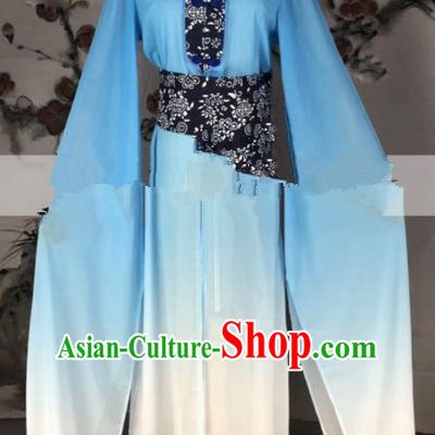 Professional Chinese Traditional Beijing Opera Lake Blue Dress Ancient Country Lady Costume for Women