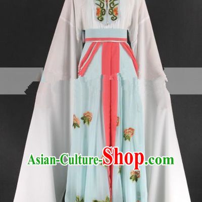 Chinese Traditional Peking Opera Diva Kou Zhu Light Blue Dress Ancient Palace Lady Costume for Women