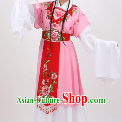 Chinese Traditional Peking Opera Diva Kou Zhu Pink Dress Ancient Court Maid Costume for Women
