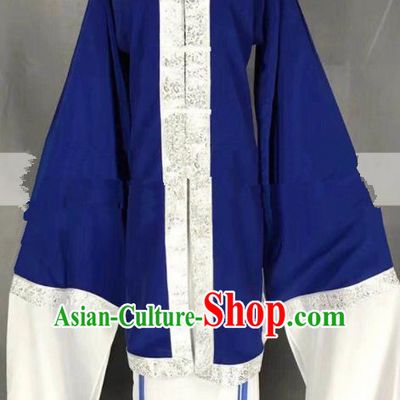 Chinese Traditional Peking Opera Diva Qin Xianglian Blue Dress Ancient Country Lady Costume for Women