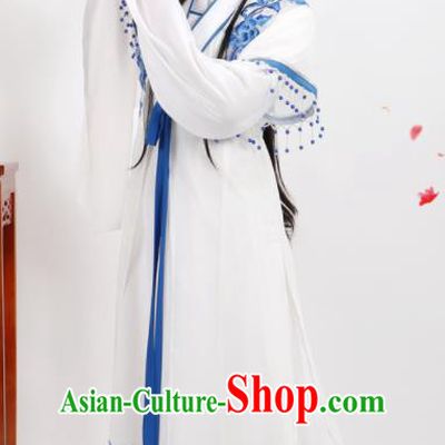 Professional Chinese Traditional Peking Opera Diva White Dress Ancient Nobility Lady Costume for Women
