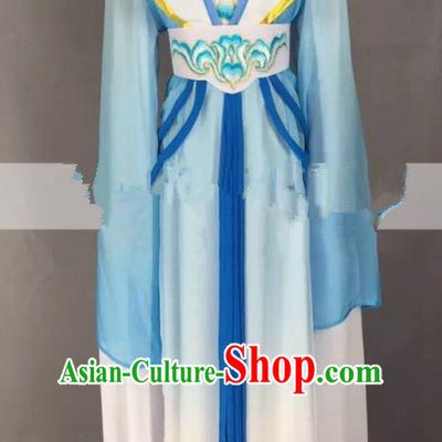 Chinese Traditional Peking Opera Actress Court Maid Blue Dress Ancient Rich Lady Costume for Women