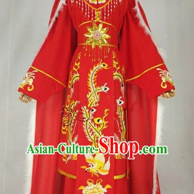Chinese Traditional Peking Opera Diva Wang Zhaojun Red Dress Ancient Imperial Consort Costume for Women