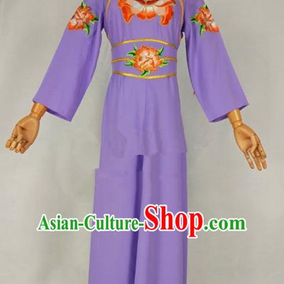 Chinese Traditional Peking Opera Young Lady Purple Dress Ancient Servant Girl Costume for Women