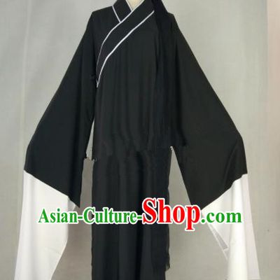 Chinese Traditional Beijing Opera Niche Liang Shanbo Black Robe Ancient Scholar Costume for Men