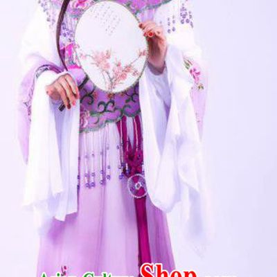 Chinese Traditional Peking Opera Actress Hua Tan Purple Dress Ancient Rich Lady Costume for Women