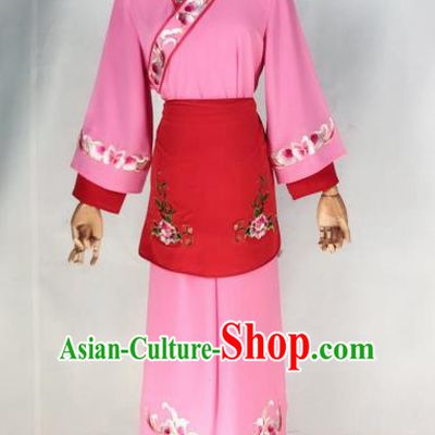 Chinese Traditional Peking Opera Maidservant Pink Dress Ancient Servant Girl Costume for Women