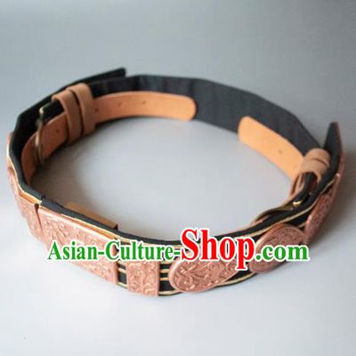 Chinese Traditional Ming Dynasty Imperial Bodyguard Hanfu Belts Ancient Swordsman Leather Waistband for Men