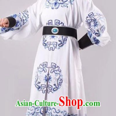 Chinese Traditional Beijing Opera Takefu White Robe Ancient Number One Scholar Costume for Men