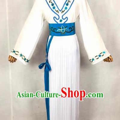Chinese Traditional Peking Opera Servant Girl White Dress Ancient Maidservant Costume for Women